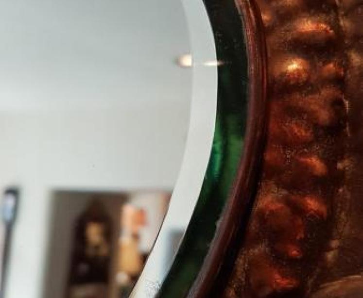 Arts and Crafts Copper Heart Shaped Mirror - Image 5