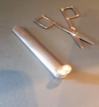 George V Folding Scissor in Silver Case