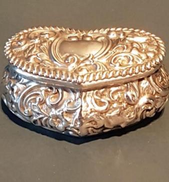 Victorian Silver Heart Shaped Pill Box