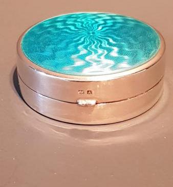 George V Engine Turned Enamel Silver Box