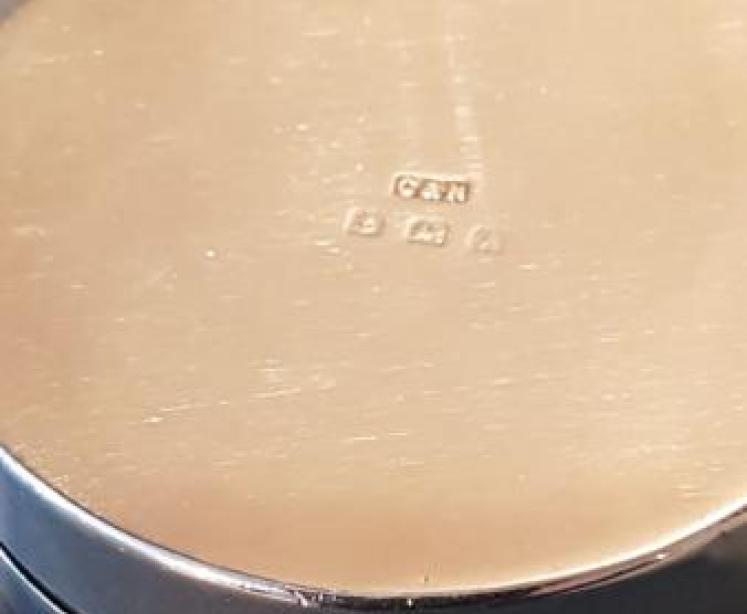 George V Engine Turned Enamel Silver Box - Image 3