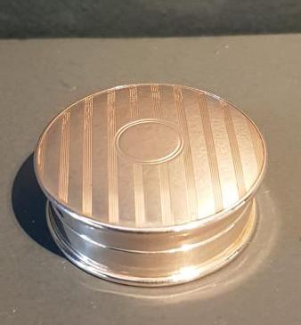 Engine Turned Silver Pill Box