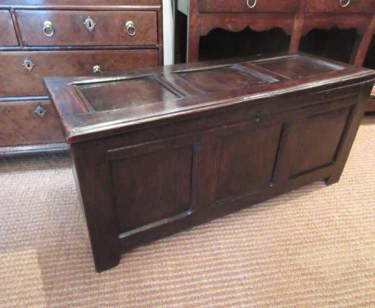 George I Period Oak Six Plank Coffer - Image 7