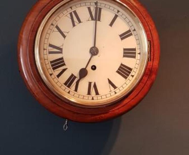 Antique Mahogany 8" Fusee Dial Clock - Image 1