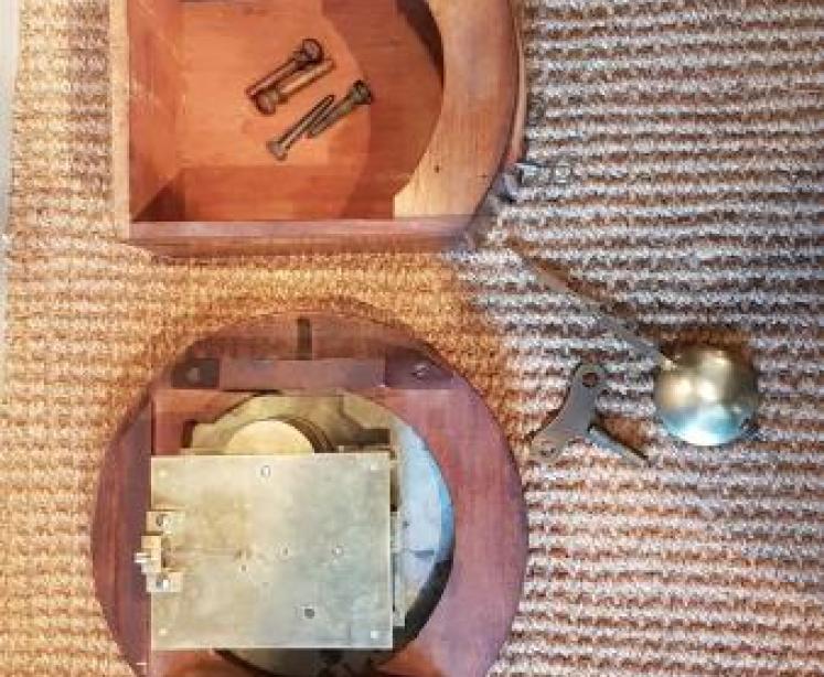 Antique Mahogany 8" Fusee Dial Clock - Image 5