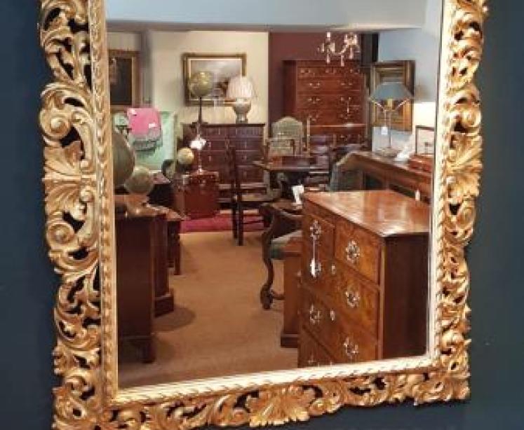 Superb Large Antique Timber Gilt Mirror - Image 1