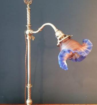 Superb Edwardian Cast Brass Table Lamp and Shade