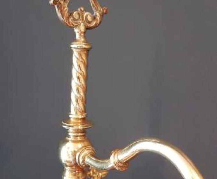 Superb Edwardian Cast Brass Table Lamp and Shade - Image 4