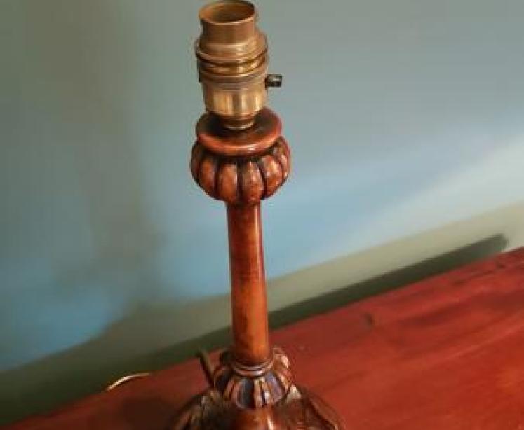 Quality Antique Walnut Table Lamp - Image 6