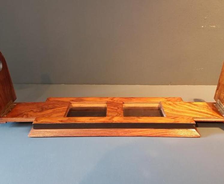 Victorian Walnut Brass Trimmed Book Slide - Image 3