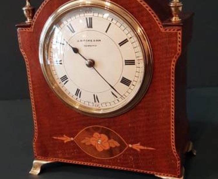 Fine Quality Edwardian Inlaid Mahogany Mantel Clock - Image 1