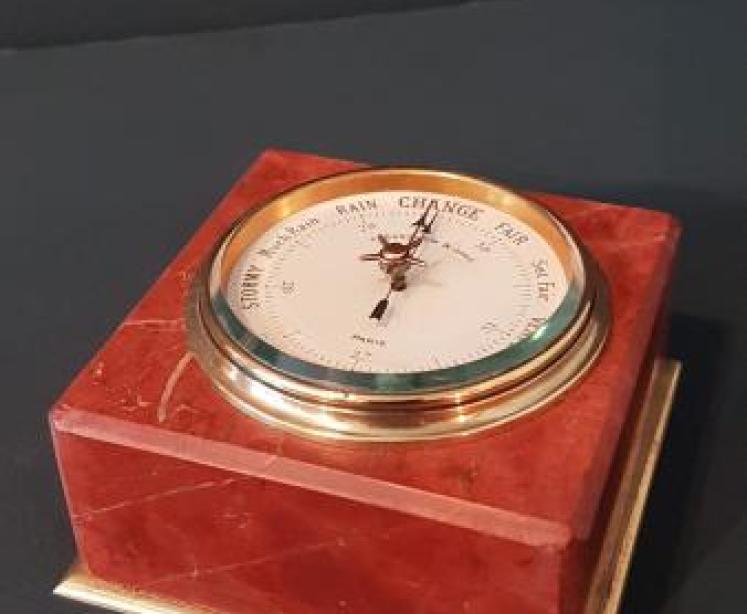  Edwardian Sienna Marble Desk Top Barometer - Image 1