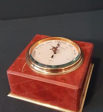  Edwardian Sienna Marble Desk Top Barometer