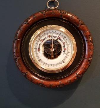 Quality Victorian Carved Mahogany Aneroid Barometer