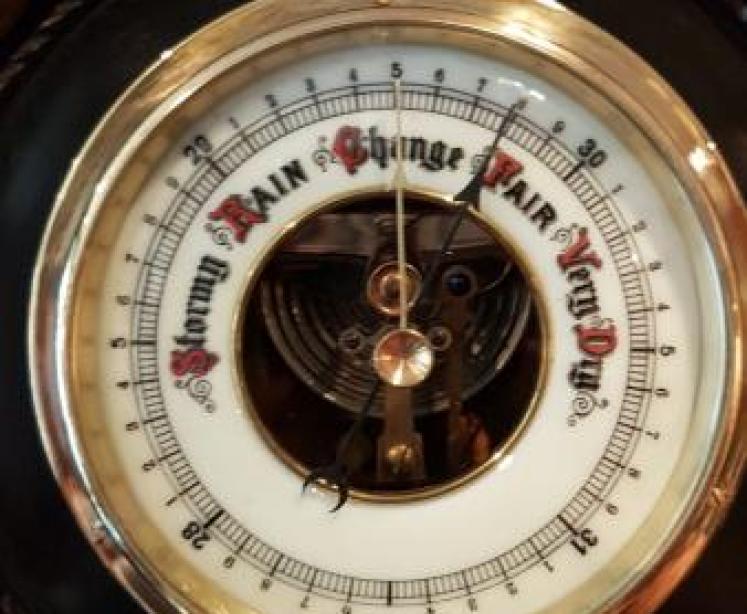 Quality Victorian Carved Mahogany Aneroid Barometer - Image 3