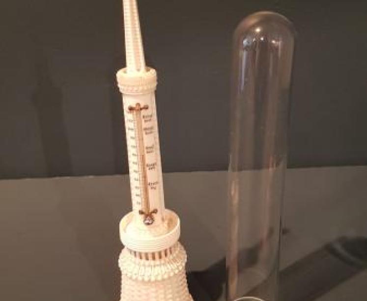 Antique Carved and Turned Bone Desk Thermometer  - Image 2