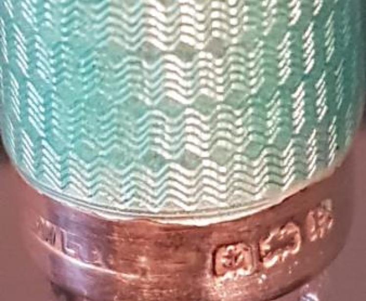 Cut Crystal Scent Bottle with Silver and Enamel Collar - Image 4