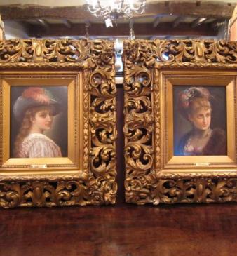 Stunning Pair of 19th Century Oil Portraits of Ladies