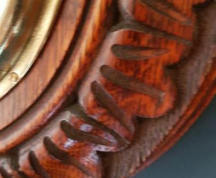 Superb Victorian Carved Oak Android Barometer - Image 6