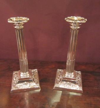 Superb Pair of Victorian Corinthian Silver Candlesticks