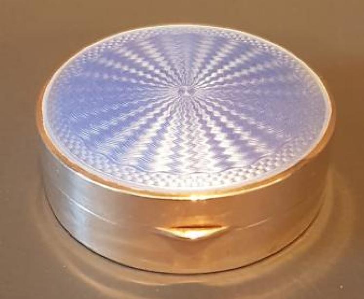 George V Silver Engine Turned Enamel Table Box - Image 1