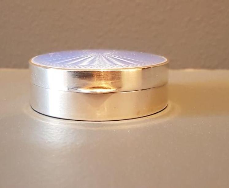 George V Silver Engine Turned Enamel Table Box - Image 5