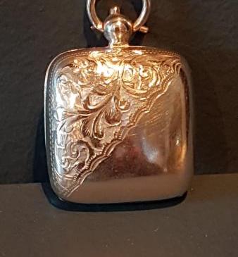 Antique Engraved Silver Square Sovereign Case