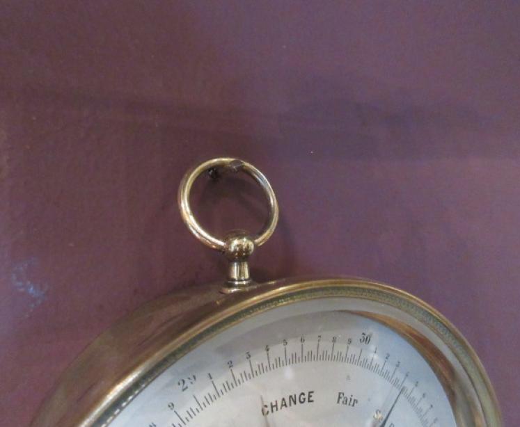 Antique Marine Barometer with Crescent Thermometer - Image 4