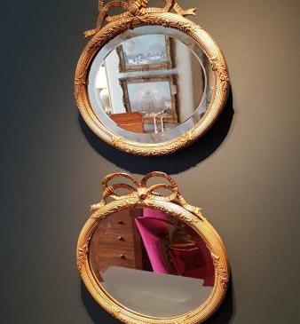 Pair of Victorian Gilt Oval Mirrors