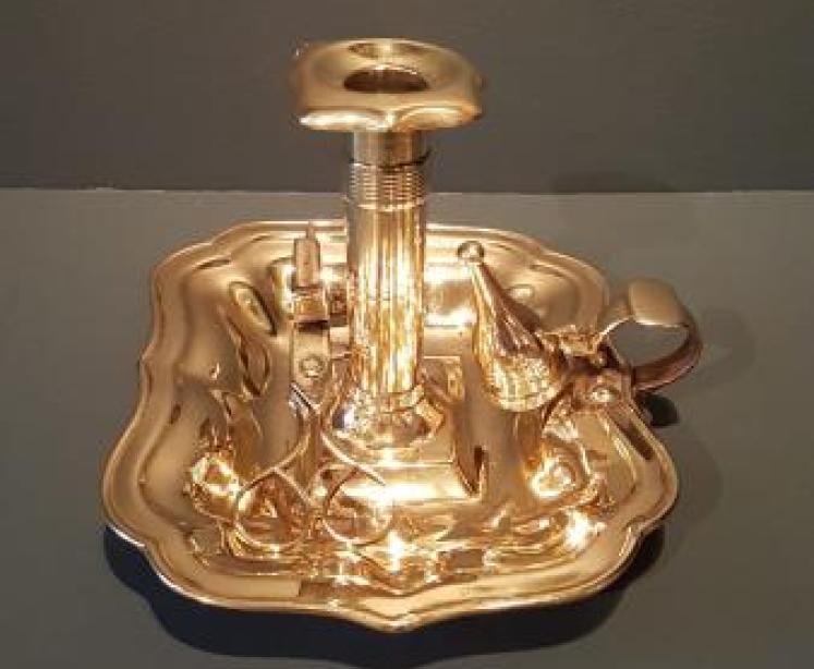 George III Brass Chamber Stick and Accessories - Image 1