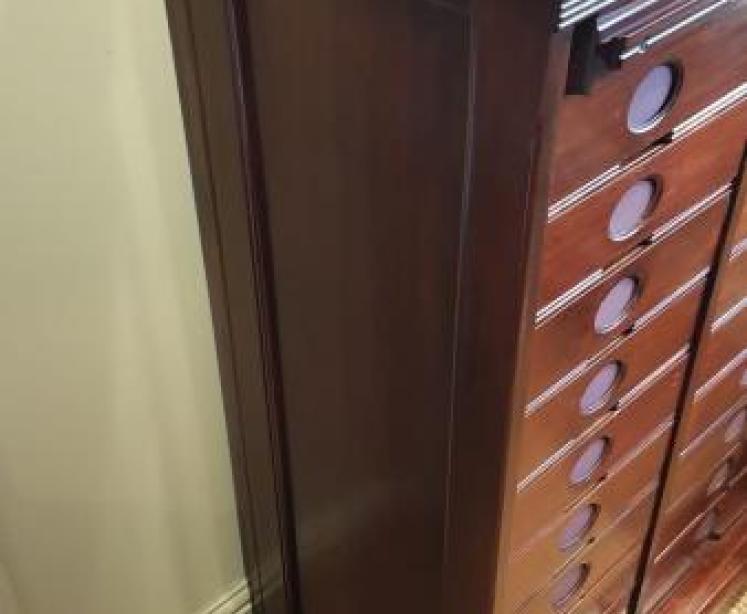 Edwardian Solid Mahogany Tambour Front File Cabinet - Image 4