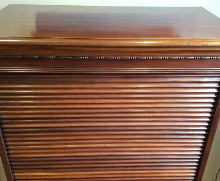 Edwardian Solid Mahogany Tambour Front File Cabinet - Image 5