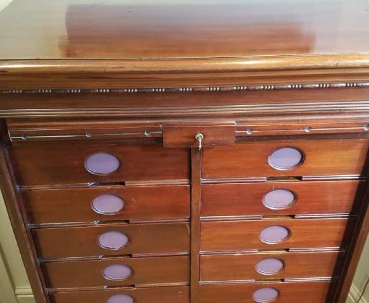 Edwardian Solid Mahogany Tambour Front File Cabinet - Image 6