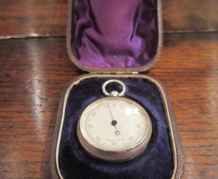 Rare Miniature Victorian Silver Pocket Barometer - Image 1