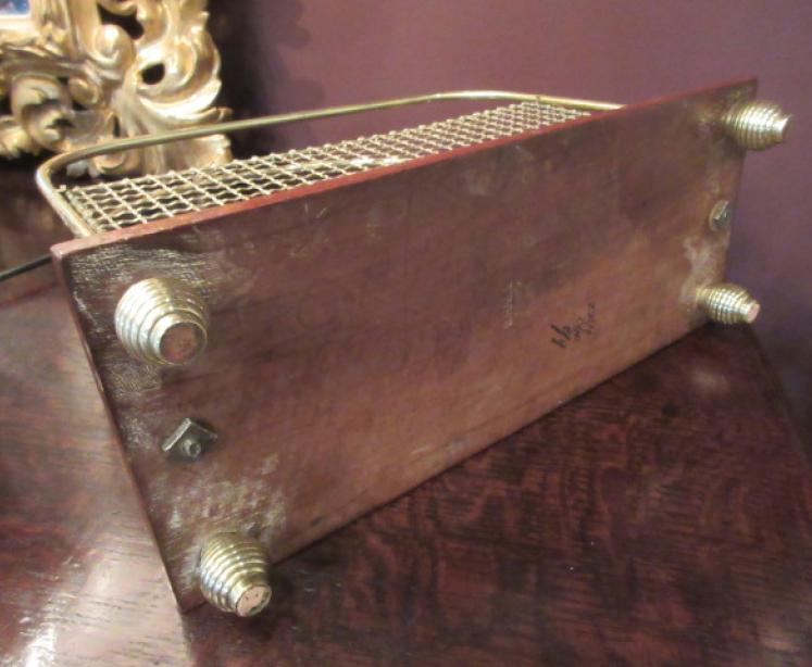 Antique Solid Brass & Oak Magazine Rack - Image 4