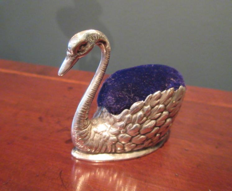 Antique Solid Silver 'Swan' Pin Cushion - Image 2