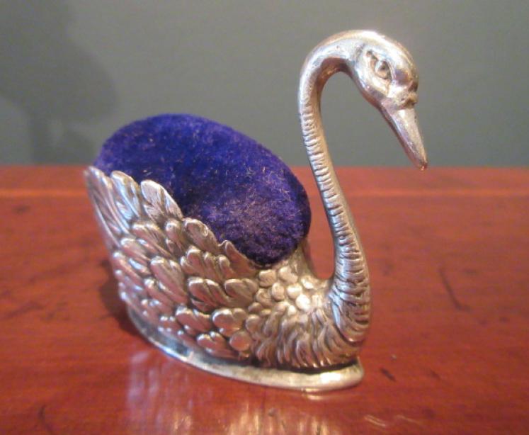 Antique Solid Silver 'Swan' Pin Cushion - Image 5