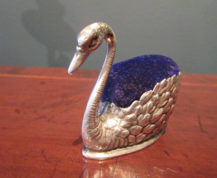 Antique Solid Silver 'Swan' Pin Cushion - Image 6