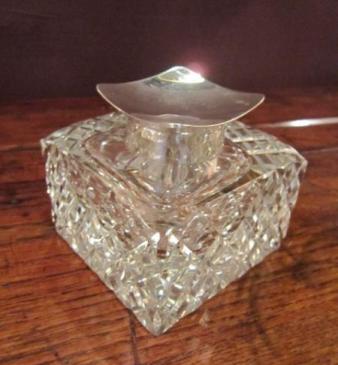 Superb Edwardian Silver & Cut Glass Desk Inkwell