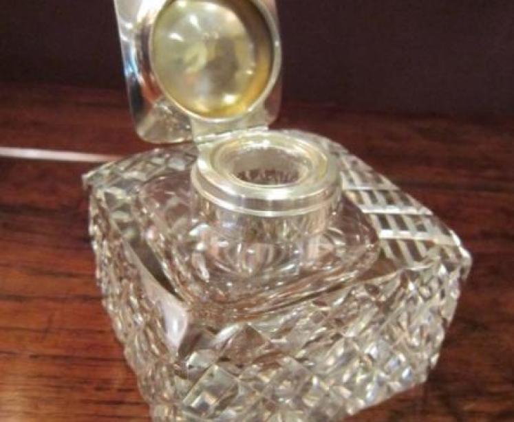 Superb Edwardian Silver & Cut Glass Desk Inkwell - Image 2