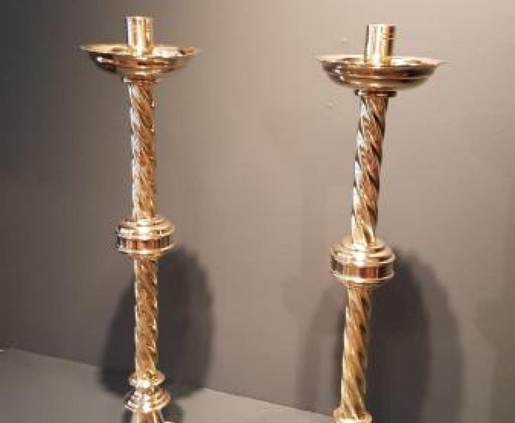 Pair of Victorian Brass Church Candlesticks - Image 2