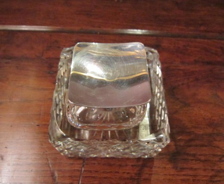 Superb Edwardian Silver & Cut Glass Desk Inkwell - Image 5