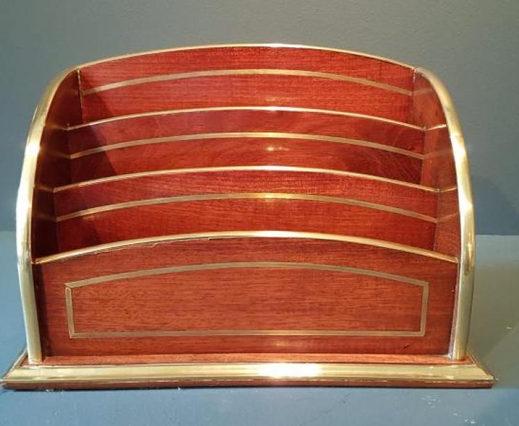 Superb Victorian Mahogany Brass Bound Letter Rack - Image 5