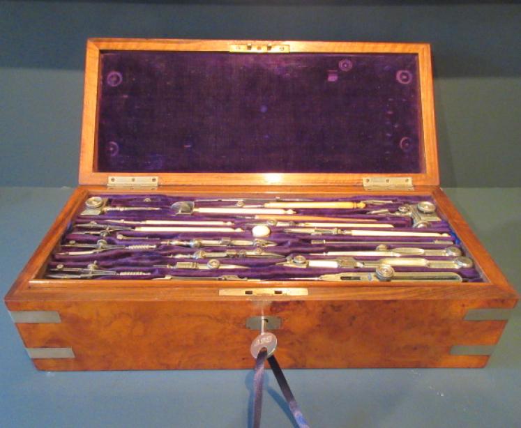 Antique Burr Walnut Architect, Paint & Illustrator's Box - Image 1