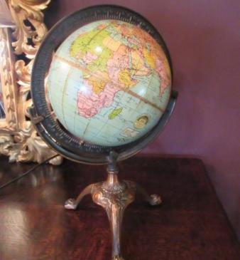 Antique 8" Papier Mache 'Peerless' Terrestrial Globe