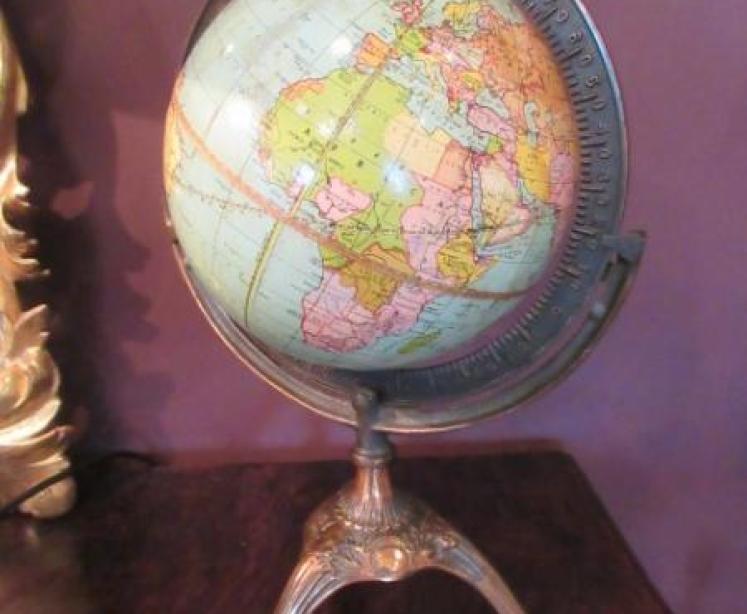 Antique 8" Papier Mache 'Peerless' Terrestrial Globe - Image 7