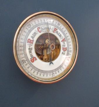 Antique Polished Brass Skeletonised Marine Barometer
