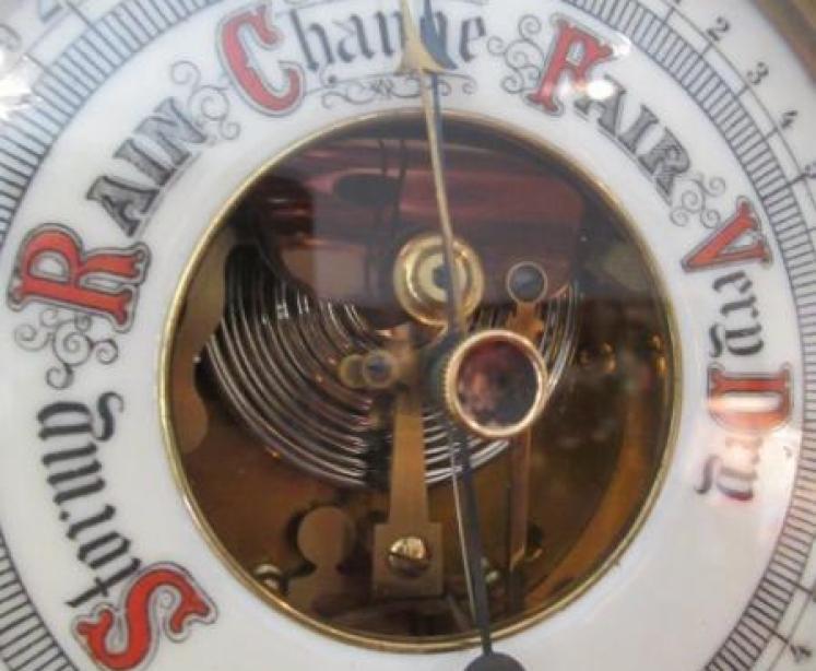 Antique Polished Brass Skeletonised Marine Barometer - Image 2