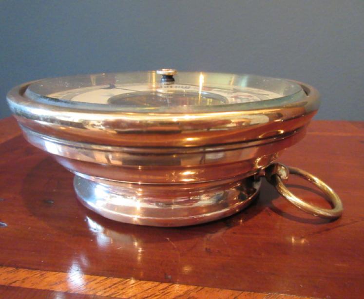 Antique Polished Brass Skeletonised Marine Barometer - Image 5