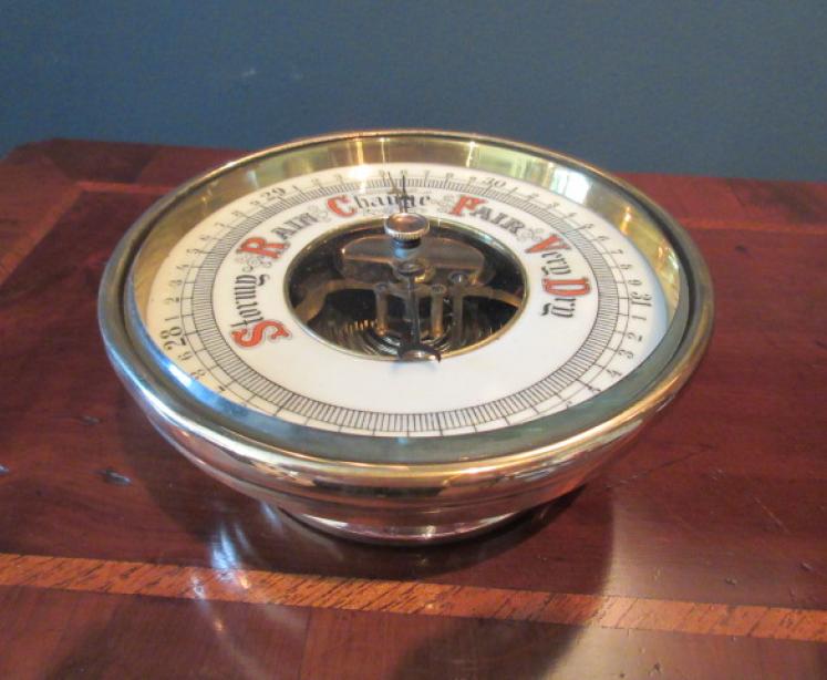 Antique Polished Brass Skeletonised Marine Barometer - Image 7